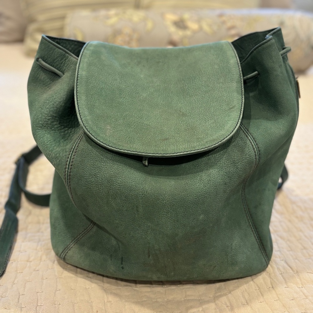 COACH Sage Green Suede Drawstring Backpack SONOMA Collection